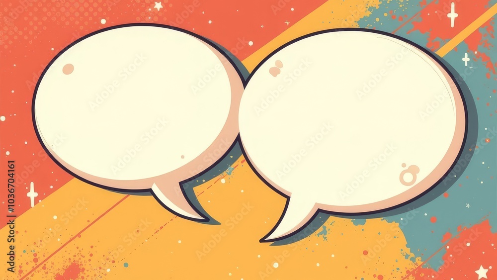 Poster two speech bubbles on a colorful background