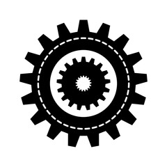 Gear wheel icon. Black cogwheel isolated on transparent background. Doodle style gear mechanism. New business idea, teamwork, progress, technology concept. Abstract graphic vector illustration.
