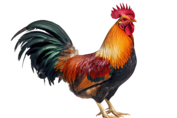Isolated Rooster on transparent Background Perfect for Culinary and Farm-Themed Projects, Illustrations, and Advertisements