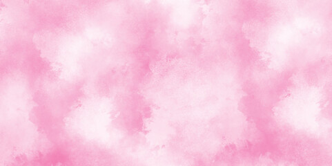 fresh and blurry pink cloud sky on art graphics, creative colorful modern pink paper, Soft and cloudy watercolor stain of pink paint texture, brush painted watercolor abstract painting background.