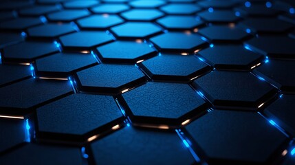 Naklejka premium Future technology sense blue hexagon cellular network concept background