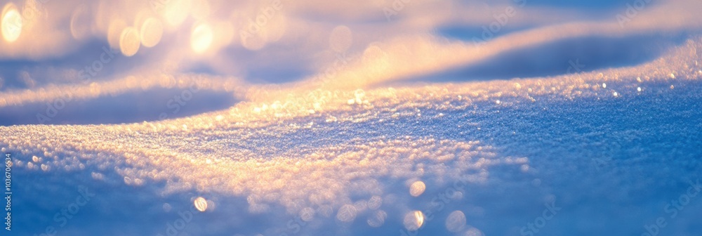 Poster soft snow textures reflect gentle light, creating a serene atmosphere as dawn breaks over this winte