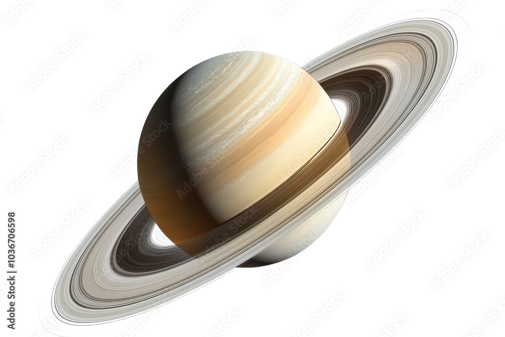 Wall mural high-quality isolated image of saturn with its rings perfect for educational and astronomical conten
