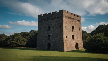 The archer tower stands proud amidst the vibrant landscape of trees