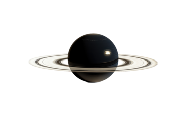 Stunning Visualization of Saturn with Rings Casting Shadows Isolated on transparent Background for Educational and Creative Use