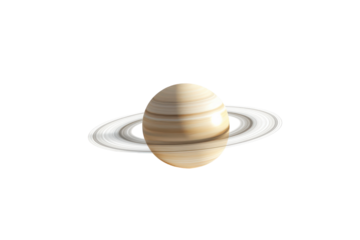 Stunning Saturn with Rings Casting Shadows Isolated on transparent Background for Use in Educational and Scientific Projects