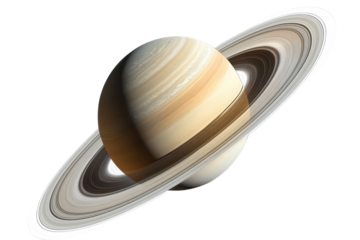 High-Quality Isolated Image of Saturn with Its Rings Perfect for Educational and Astronomical Content Usage