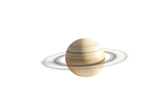 Stunning Saturn with Rings Casting Shadows Isolated on transparent Background for Use in Educational and Scientific Projects