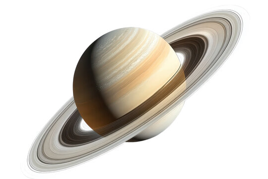 High-Quality Isolated Image of Saturn with Its Rings Perfect for Educational and Astronomical Content Usage