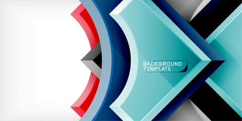 Arrow with round elements. Color geometric shapes background. Vector Illustration For Wallpaper, Banner, Background, Card, Book Illustration, landing page