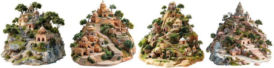 Obraz premium Govardhan Hill - Sacred hill associated with Lord Krishna, revered in Hindu tradition Isolated on Clear White Background Highly Detailed