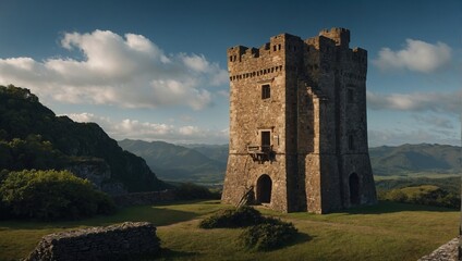 The archer tower stands proudly amidst the vibrant landscape