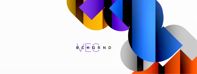 Abstract background. Colorful geometric curve shapes with black shadow lines effects