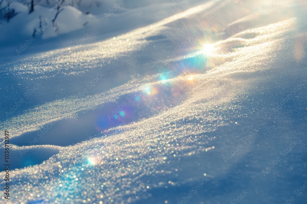 Fototapete sunlight sparkles on freshly fallen snow, highlighting intricate textures and creating a tranquil at