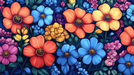 Adult coloring book cover featuring intricate floral designs, partially colored with vibrant shades. Relaxing and creative flower-themed illustrations for stress relief and mindful enjoyment.