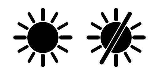 Sun and no sun black icons on white for web