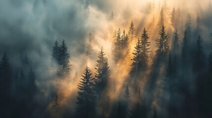 Obraz premium fog in the forest