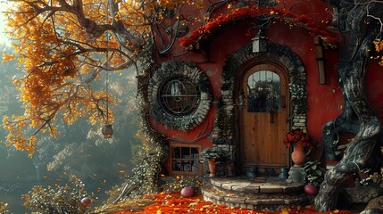 Enchanted Cottage in Autumn: A Whimsical Home