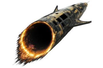 Space Capsule Entering a Black Hole Isolated on a Dark Background for Sci-Fi and Educational Purposes