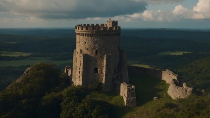 The archer tower stands tall amid vibrant city life