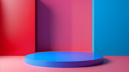  render of abstract geometric background  Modern minimal scene with podium,3d rendering of purple and blue abstract geometric background  Cyberpunk concept  Scene for advertising, technology, showcas
