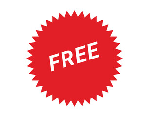 Free label. Red badge sticker design with the free vector header. Round EPS10 icon