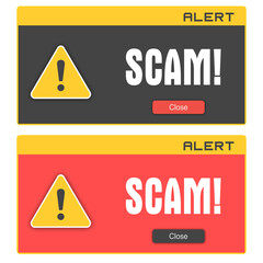 Illustrazione del concetto di avviso del computer e concetto di errore warning alert fondo trasparente spam  scam