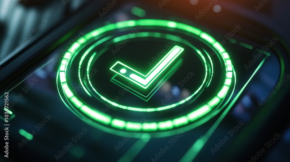 Poster a glowing green tick mark on a customer feedback form, symbolizing excellent service and satisfactio