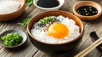 Asian Breakfast with Rice and Soup in Bright Kitchen
