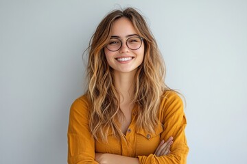 Obraz premium Cheerful female professional in casuals, Generative AI