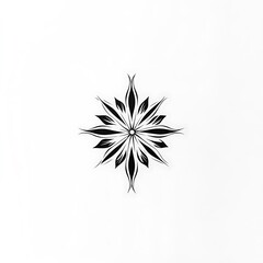 Fototapeta premium A simple black and white illustration of a stylized flower with eight petals.