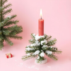 Red Candle and Christmas tree