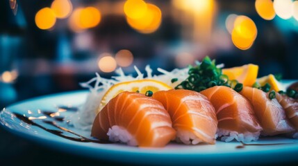 Delicate Sashimi Selection on Minimalist White Plate