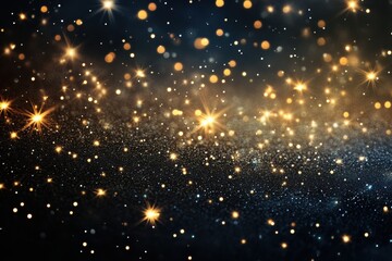 Obraz premium The night sky sparkles with twinkling stars and colorful abstract lights, evoking a joyful holiday spirit and festive celebrations. Generative AI