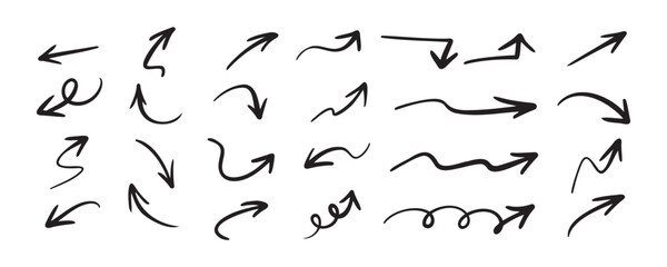 Hand drawn vector arrows doodle set on white background. design element vector illustration. © Yanka