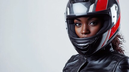 Portrait of a smiling woman wearing a helmet and goggles