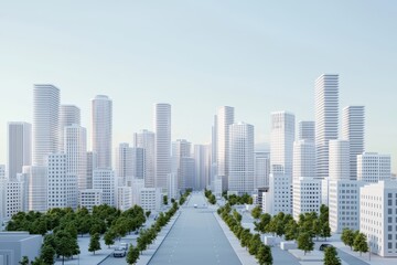 Obraz premium Modern Urban Skyline with Sleek Architecture and Lush Green Streetscapes