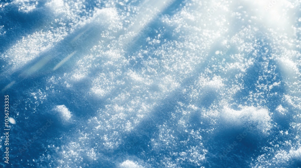 Poster delicate snow textures sparkle in sunlight, creating mesmerizing patterns across the surface in a se