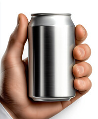 hand holding a tin can