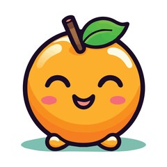 Cute cartoon orange fruit character isolated on white background. Vector illustration.