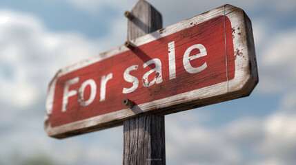 Obraz premium For sale wooden signboard 