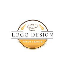 Modern Bakery Logo Design with Milk Icon