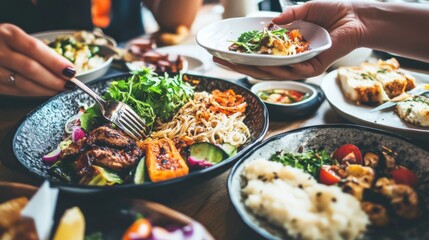 Fototapeta premium Vibrant Noodle Dishes for Casual Dining Experience
