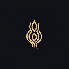 Abstract golden logo design with stylized floral motif.