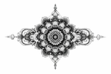 Intricate Mandala Tattoo Design: Black and White Detailed Drawing 