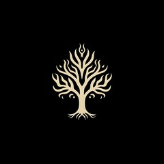 Abstract tree design on black background.