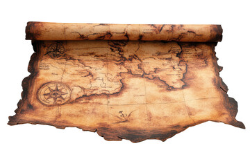 Detailed and Creative Treasure Map Isolated on transparent Background Ideal for Adventure and Exploration Themes