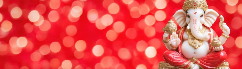 Radiant Ganesh Holding a Conch Shell in Bright Light