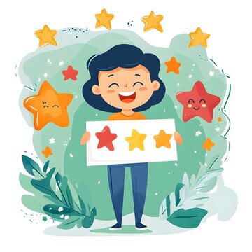 recommend clip art: Happy Kid Holding a Five Star Rating Sign