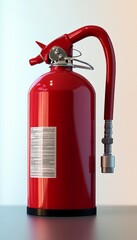 Red Fire Extinguisher Isolated on White Background, Safety Equipment, Fire Protection Concept.